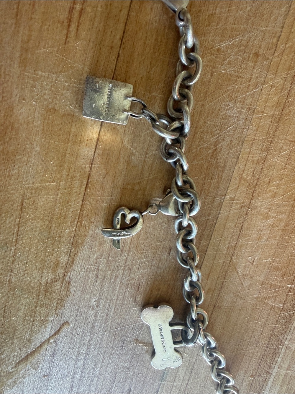 Tiffany & Co Charm Bracelet - Heart, Shopping Bag & Dog Bone